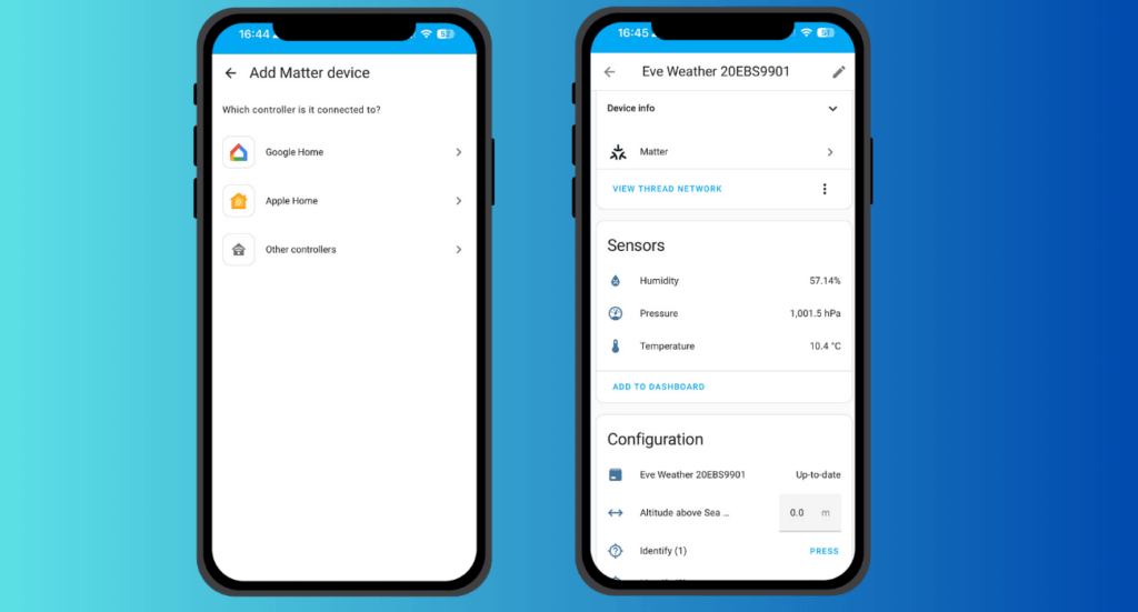 Adding Eve matter devices to home assistant