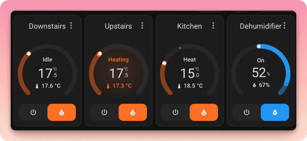 Dehumidifier in home assistant dashboard.