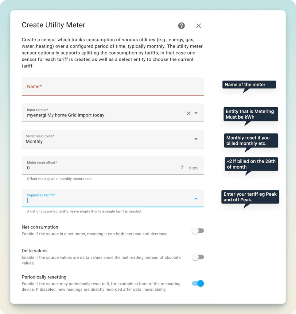 Utility Meter in Home Assistant