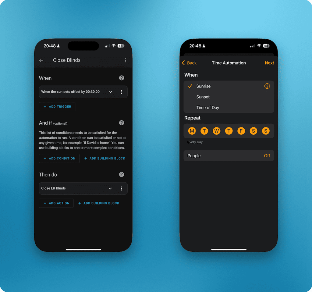 Aqara Smart Blinds E1 Sunset automation