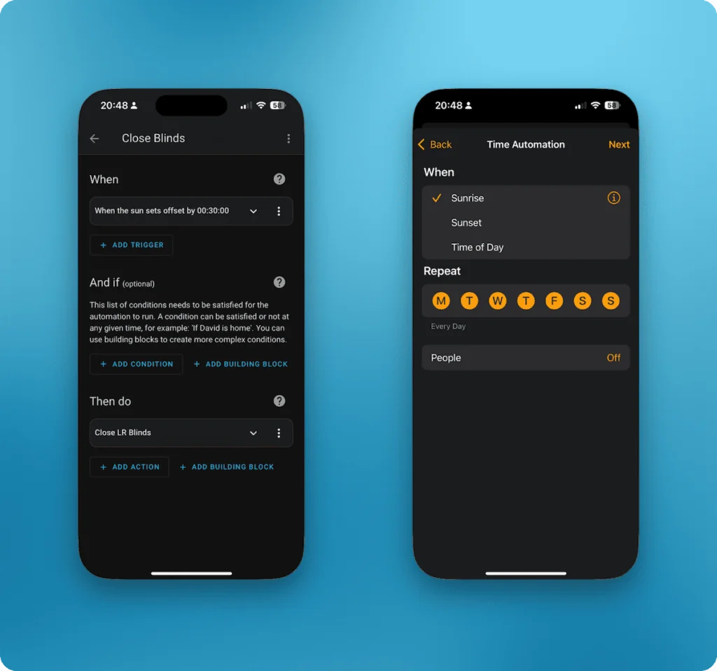 Aqara Smart Blinds E1 Sunset automation
