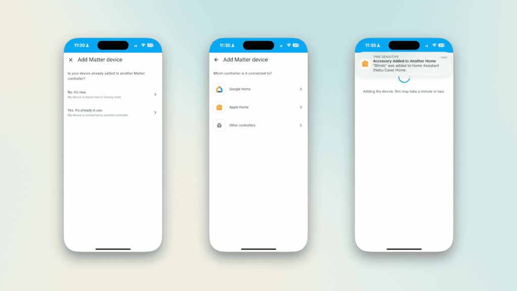 Matter blinds in home assistant