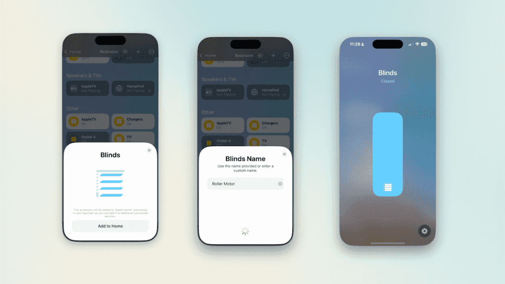 Matter blinds in Apple HomeKit