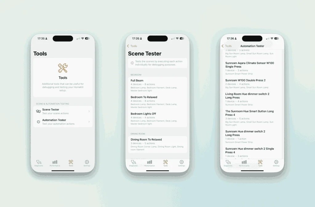 HomeCare: The Essential HomeKit Diagnostic Tool 4 Apple HomeKit automation tester