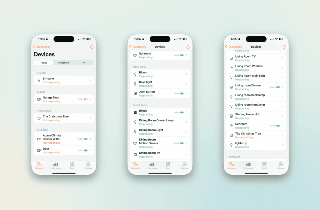 Apple Homekit devices diagnostics with HomeCare