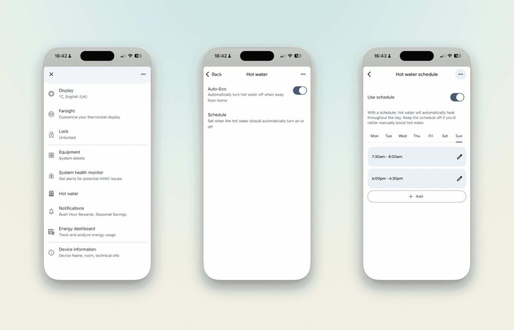 Google Nest Hot Water Control in Google Home