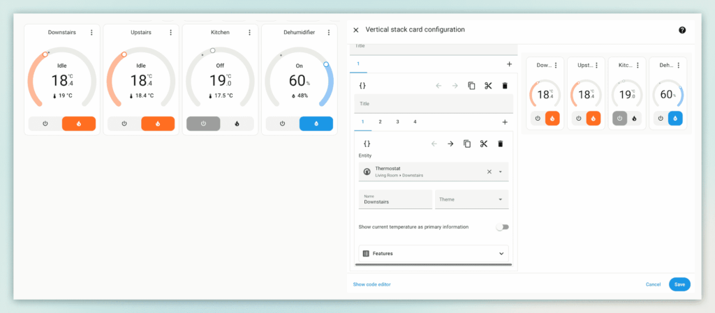 Home Assistant Thermostat card