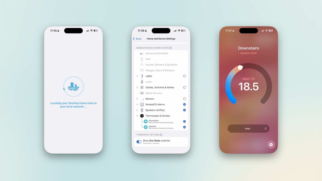 Starling Home Hub and Google Nest - smart thermostat